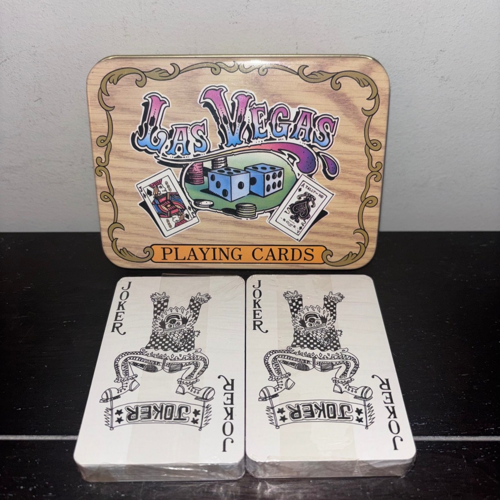Las Vegas | Tin Set | Two Decks of Sealed Playing Cards | Casino Souvenir